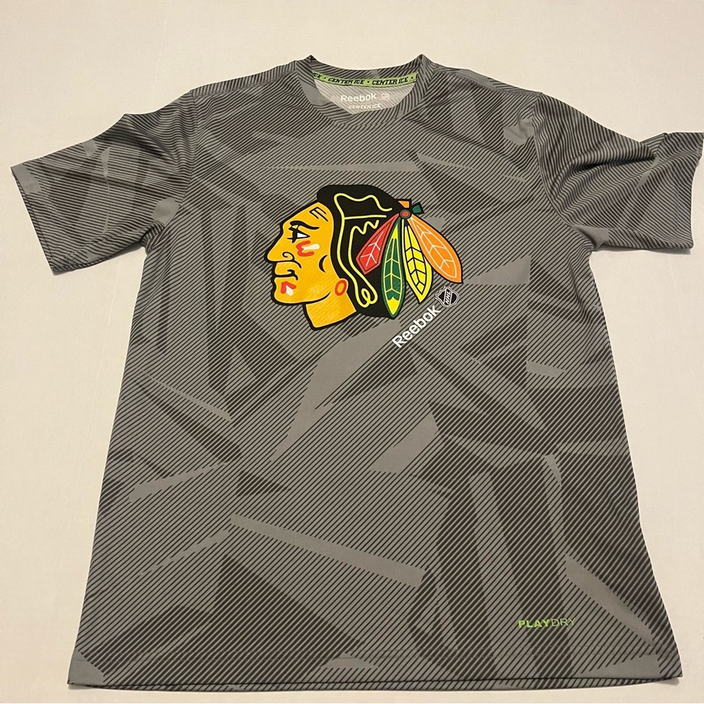 Chicago Blackhawks Performance Shirt Adult Medium Grey Center Ice NHL Hockey